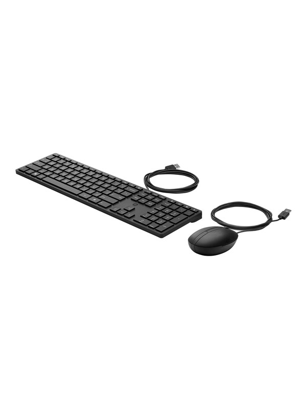 HP Desktop 320MK -langallinen hiiri ja näppäimistö, Täysikokoinen (100 %), Langallinen, USB, Kalvokytkin, Musta, Sisältää hiiren