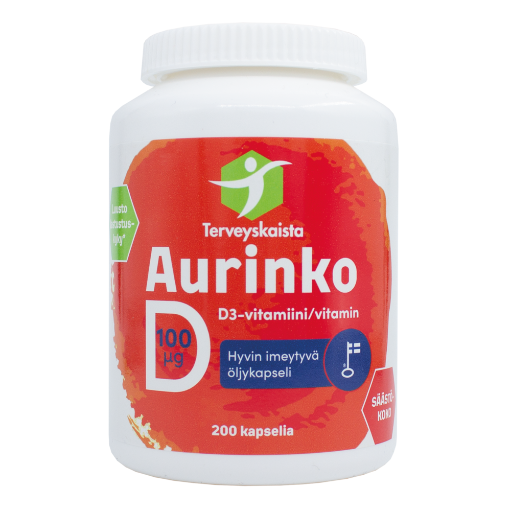 Terveyskaista Aurinko D 100 mikrog 200 kaps