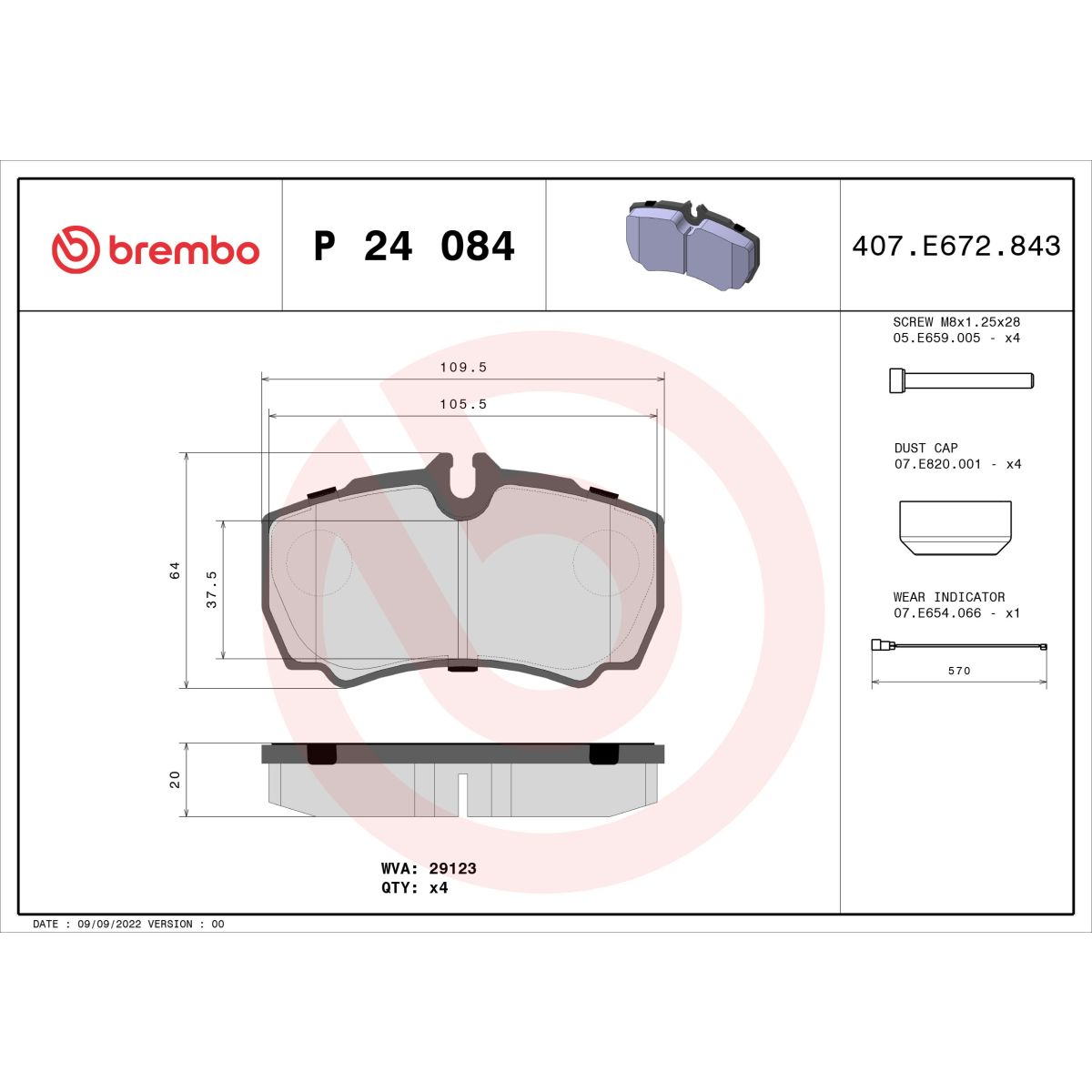 Jarrupalat, levyjarru BREMBO P 24 084