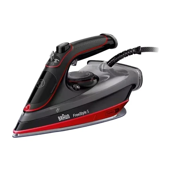 Braun TexStyle 5 SI 5057 RD, Höyrysilitysrauta, Keraaminen pohjalevy, 2 m, 220 g/min, Musta, Punainen, 50 g/min