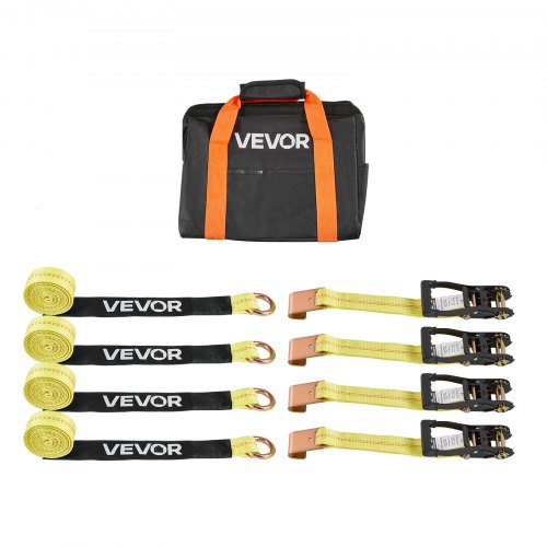 VEVOR Wheel Chock Tie-Down Kit, Tire-Style Motorcycle Tie-Down System, Car Tie Down Kit with Flat Hook, Break Strength 4540 kg & Working Load 1512 kg Trailer Tie Down Strap for ATVs, SUVs, Trailers