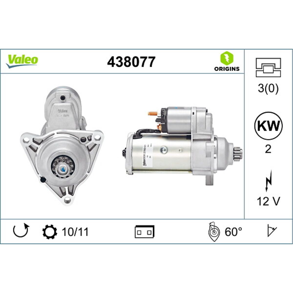 Käynnistysmoottori VALEO 438077