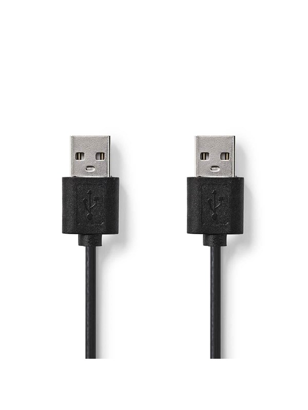 Nedis USB kaapeli | USB 2.0 | USB-A Uros | USB-A Uros | 480 Mbps | Niklattu | 2.00 m | Pyöreä | PVC | Musta | Label