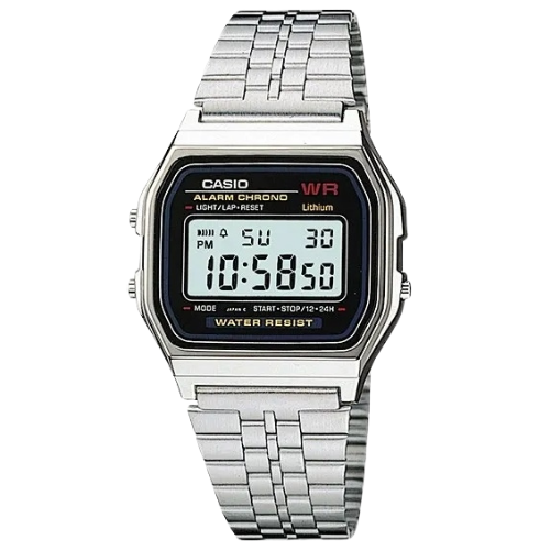Casio Vintage Unisex Digitaalikello A159WA-N1DF - Hopeanvärinen Ruostumaton Teräsranneke