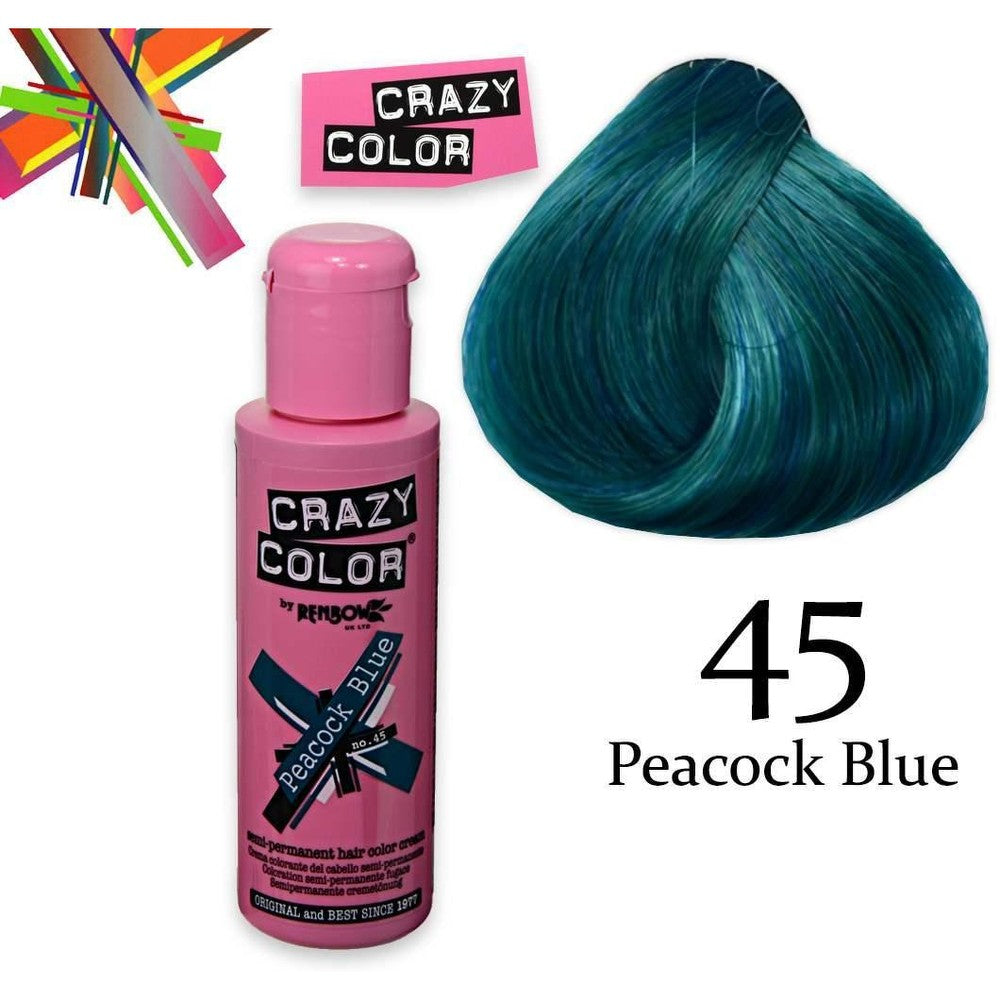 Crazy Color Puolipysyvä 100 ml Riikinkukonsininen