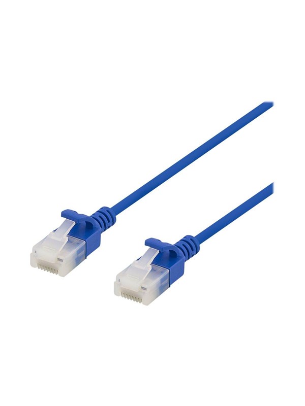 DELTACO U/UTP Cat6a laitekaapeli, ohut, läpimitta 3,5mm, 0,5m, sininen