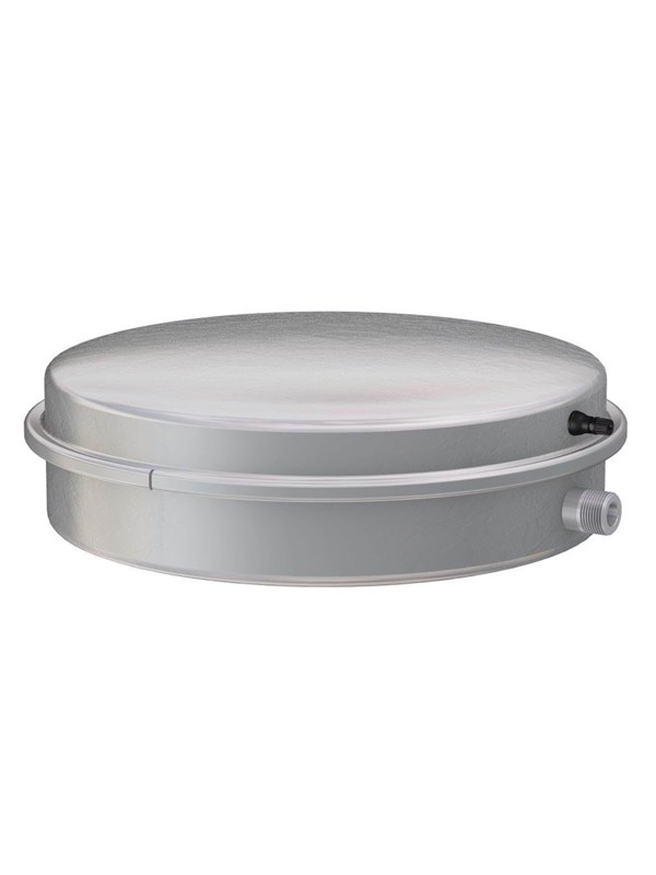 FLAMCO Cubex R 18 litran rund flad trykekspansionsbeholder med gummimembran, Galvaniseret udvendigt. Tåler 50% glykolia