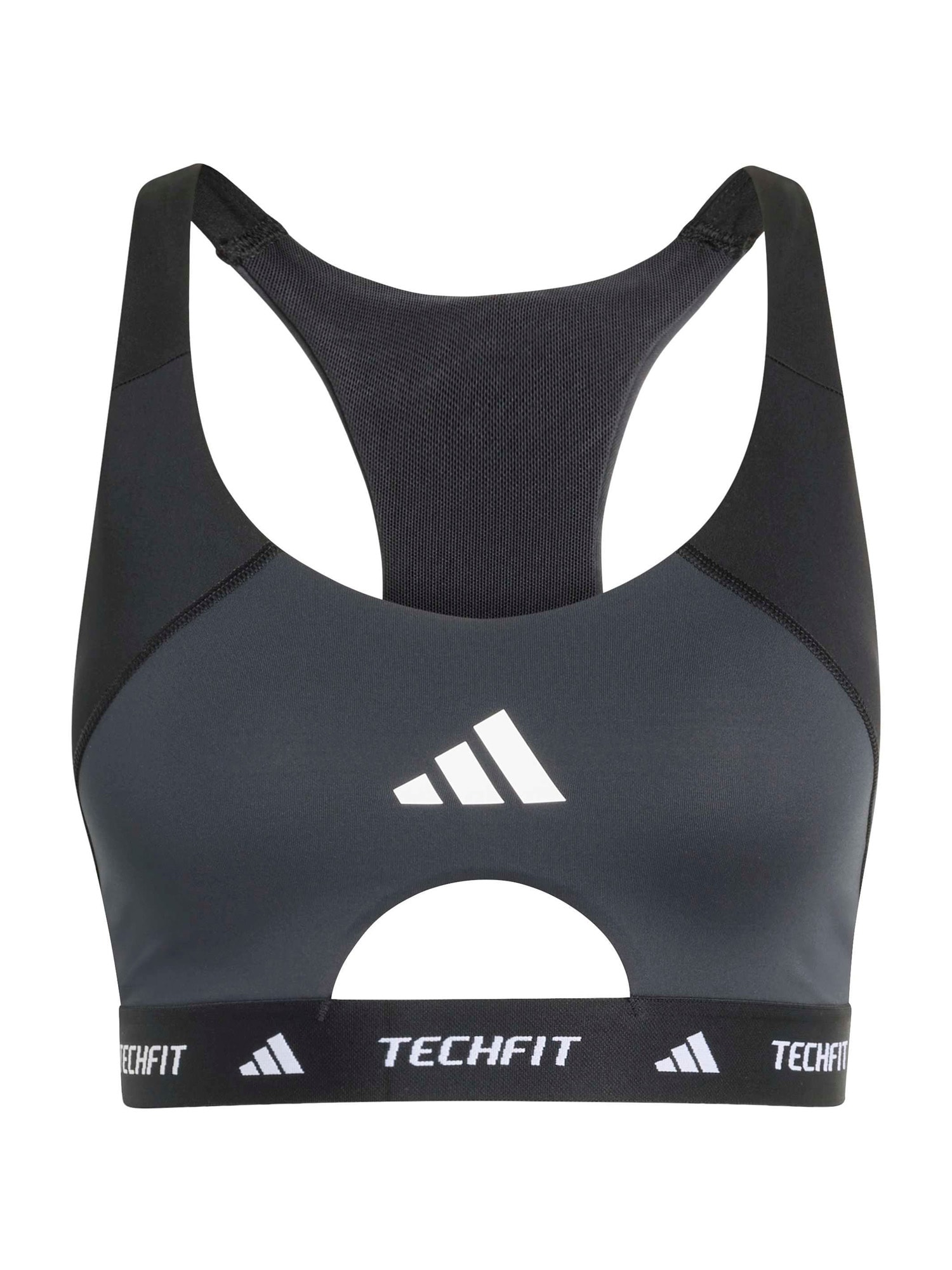 ADIDAS PERFORMANCE Urheilurintaliivit 'TECHFIT Workout Color Block Medium Support'  grafiitti / musta / valkoinen