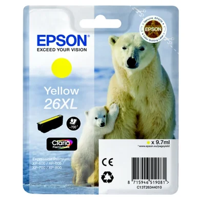 Epson Epson 26XL Mustepatruuna Keltainen T2634 Vastaa: N/A