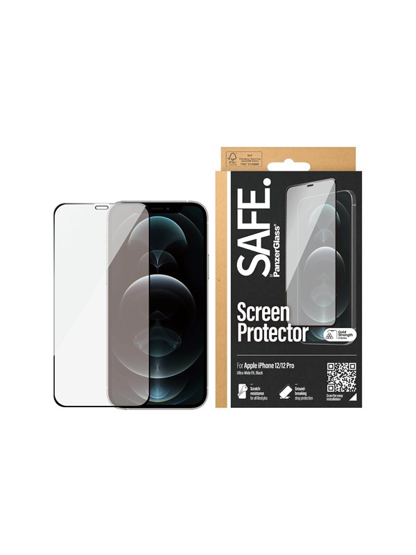 PanzerGlass SAFE. by PanzerGlass Skærmbeskytter Sort Transparent Apple iPhone 12, 12 Pro