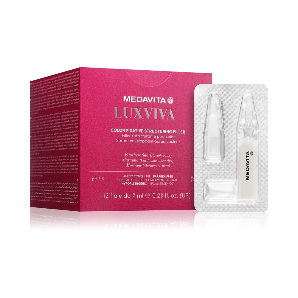 Medavita LUXVIVA Color Fixative Structuring Filler jälkivärjäysampulli kaikille hiustyypeille 12x7 ml