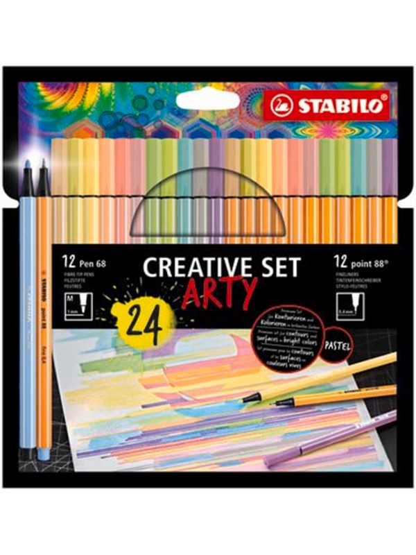 STABILO Pen 68/88 Arty cardboard box of 24 pens in 12 colors