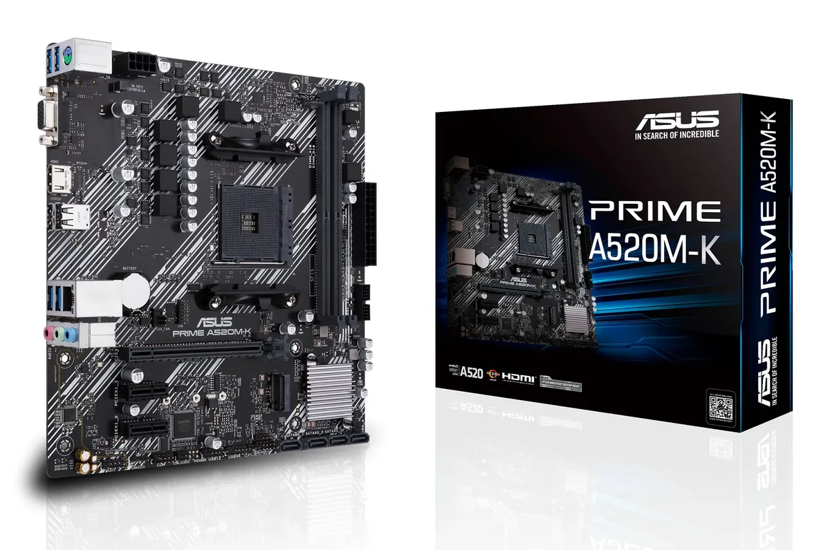 ASUS PRIME A520M-K Emolevy - AMD A520 - AMD AM4 - DDR4 RAM - Micro-ATX
