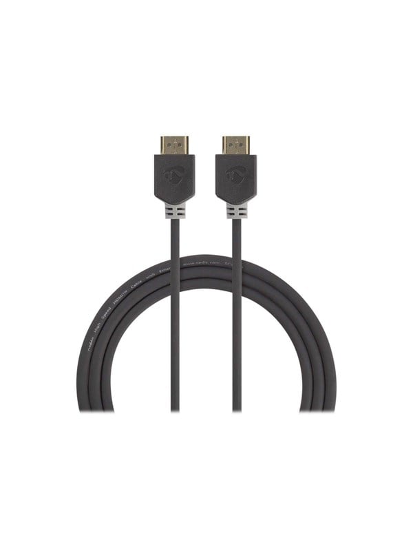 Nedis High Speed HDMI TM Kaapeli Ethernet | HDMITM liitin | HDMITM liitin | 4K@60Hz | ARC | 18 Gbps | 2.00 m | Pyöreä | PVC | Antrasiitti | Laatikko