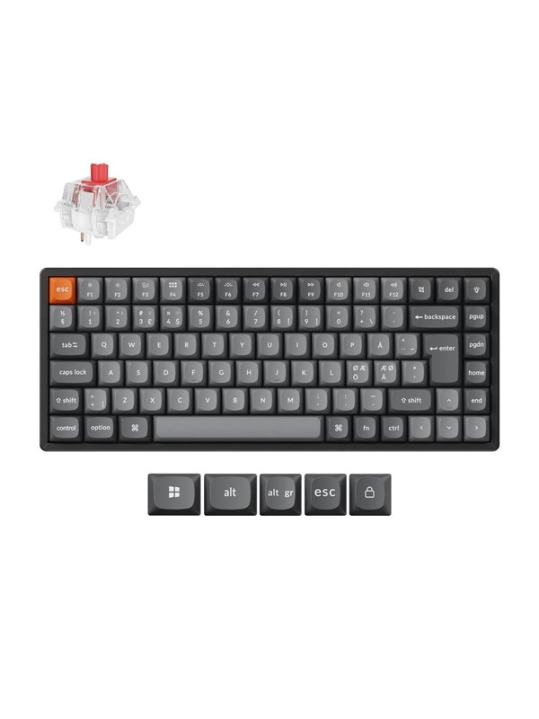 Keychron K2 MAX QMK/VIA Wireless Tri-Mode - Super Red - Pelinäppäimistö - ilman numpadia - Pohjoismainen - Musta