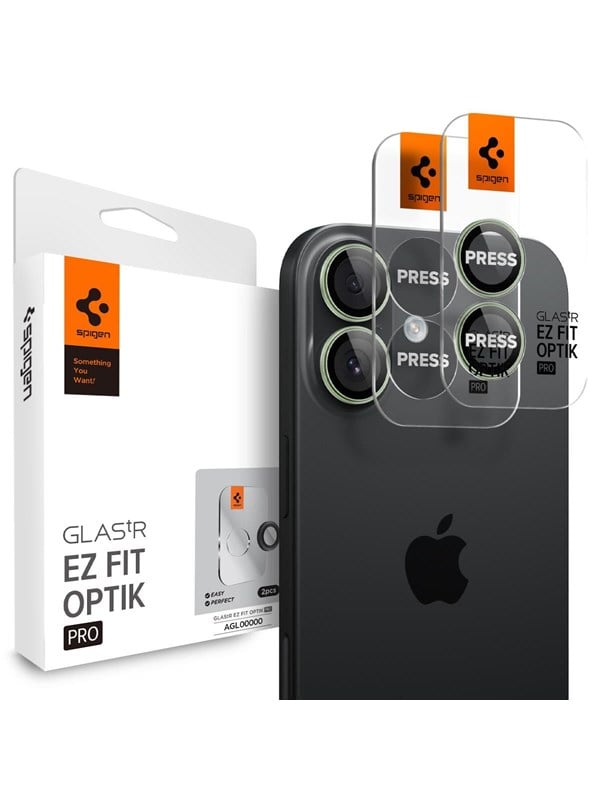 Spigen Optik Pro EZ Fit, Apple, iPhone 17, Pudotuksenkestävä, Naarmuuntumisenkestävä, Vihreä, 2 kpl