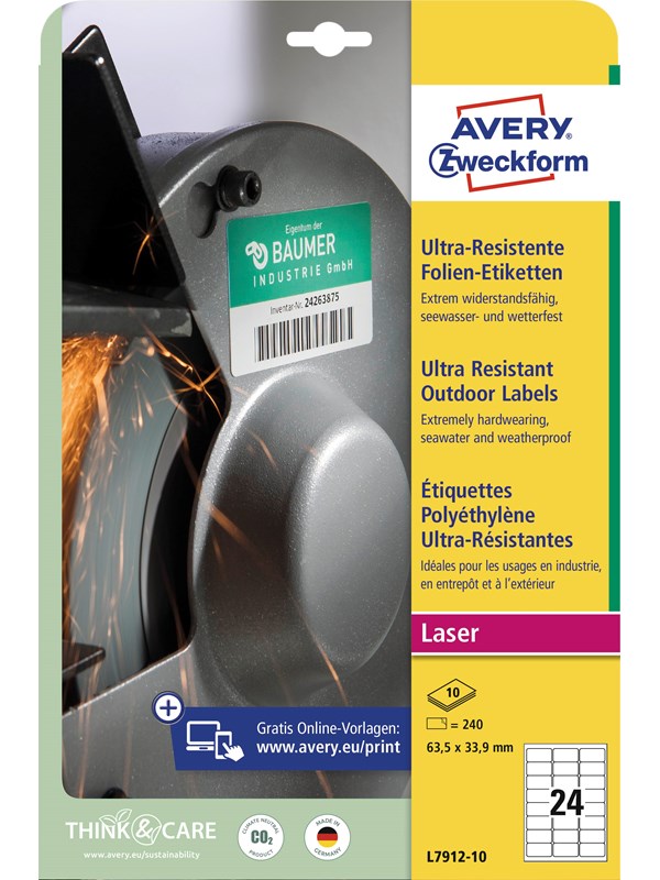 Avery Ultra Resistant Stretchable Labels White (-40oC to +150oC)