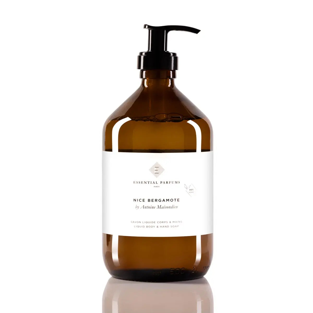 Essential parfums Nestemäinen saippua vartalolle ja käsille NICE BERGAMOTE by Antoine Maisondieu 500 ml Lasi
