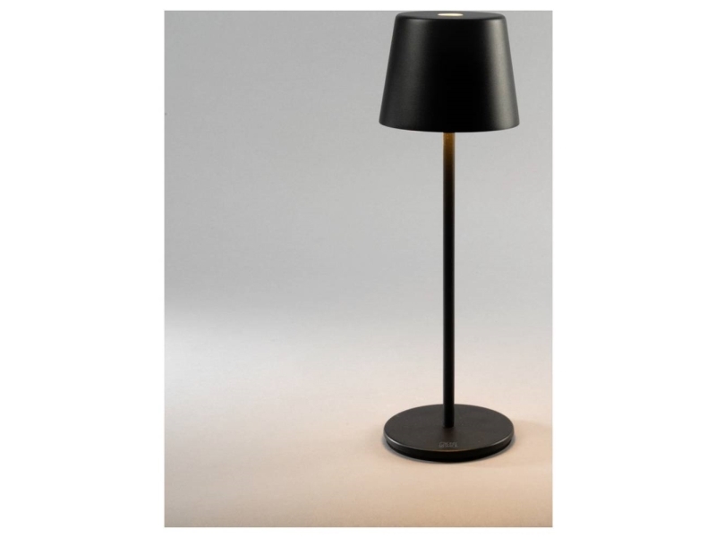 LED-akkukäyttöinen LED-pöytävalaisin Vence, korkeus 32 cm, musta, IP54, USB