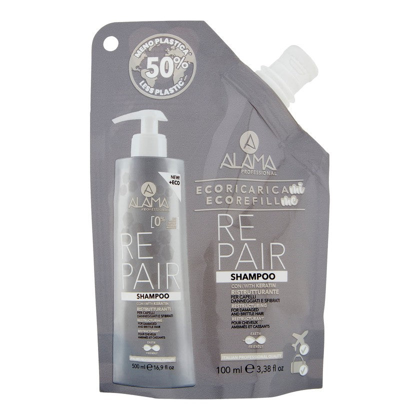 Alama Eco-Refillme Korjaava Shampoo Vaurioituneille ja Heikoille Hiuksille - 100 ml