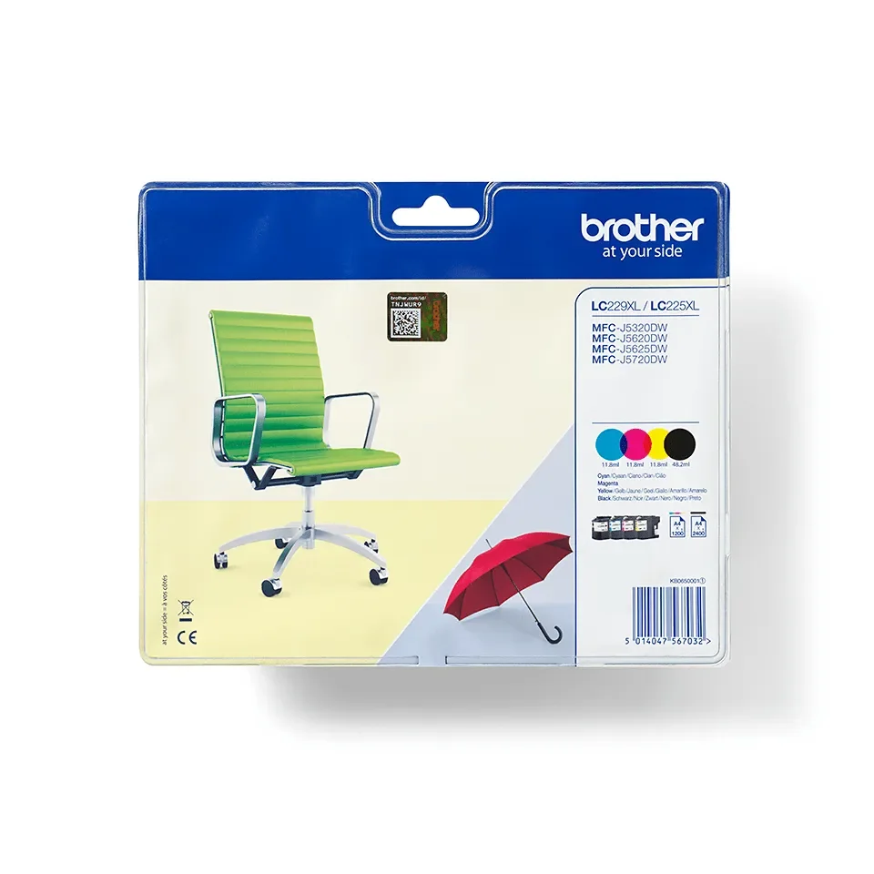 Brother LC229XLVALBPDR XL-mustekasettipakkaus, musta, syaani, magenta, keltainen, 4 kpl
