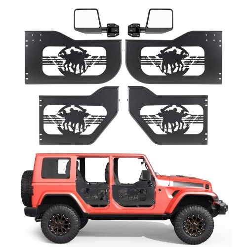 VEVOR Jeep Tube Doors, 4-Door, Fit for 2018-2026 Jeep Wrangler JL & 2020-2026 Gladiator JT, Soldier Pattern Off Road Front & Rear Tubular Half Doors with DOT Certified Side View Mirrors & Rubber Pads
