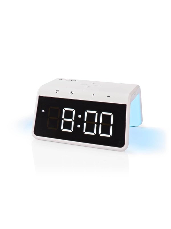 Herätyskello langattomalla latauksella | Qi-sertifioitu | 5 / 7.5 / 10 / 15 W | USB-A Uros | Yövalo | 2 Hälytysaikojen | Torkkut