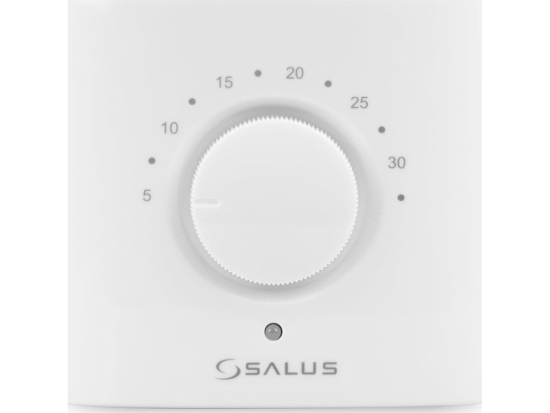 Salus termostaatti, jossa on kiertonuppi lattialämmitystä varten