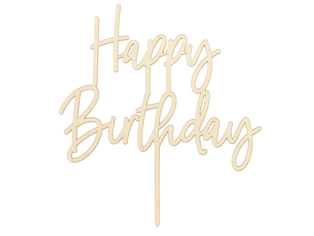 Kakkukoriste Puuta Happy Birthday