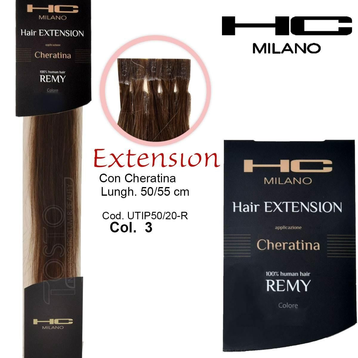Hc Milano Remy-keratiinihiuspidennys 50/55 cm 20 kappaletta väri 3 tummanruskea