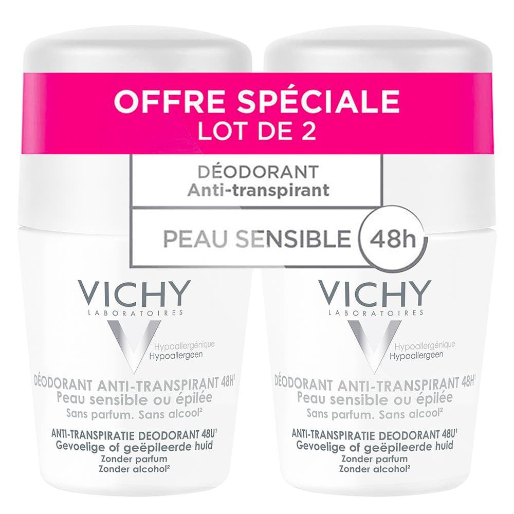 Vichy Antiperspiranttideodorantti 48h herkälle tai ajeltulle iholle Biglia 2x50ml