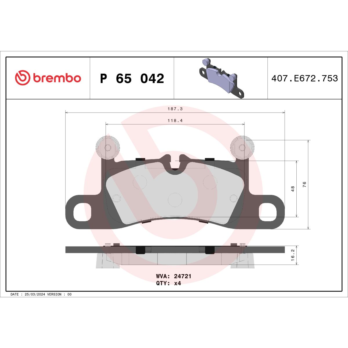 Jarrupalat, levyjarru BREMBO P 65 042