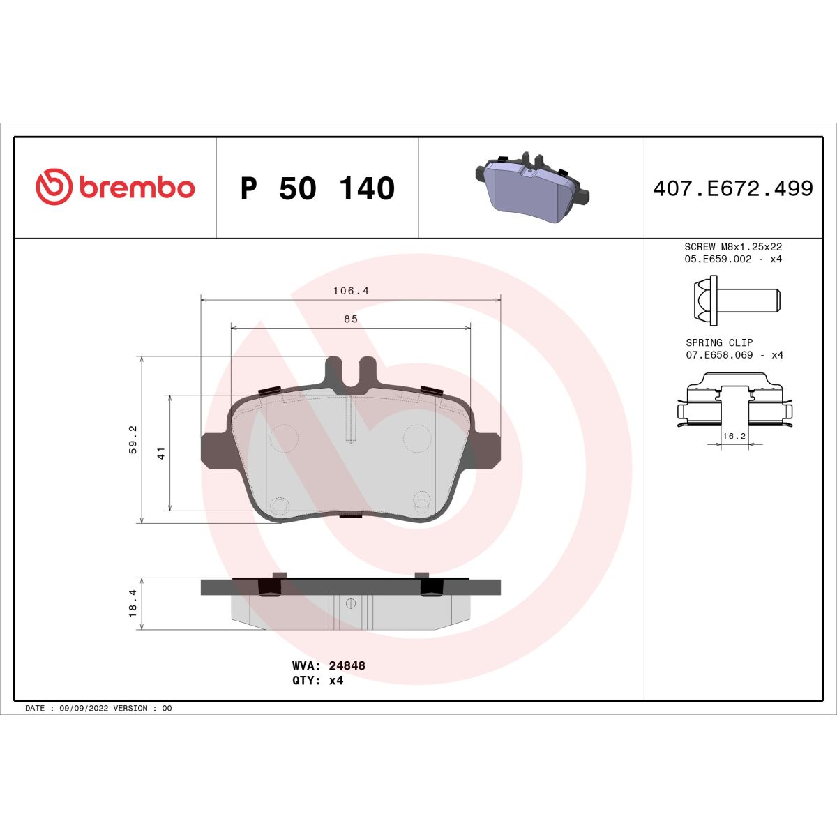 Jarrupalat, levyjarru BREMBO P 50 140