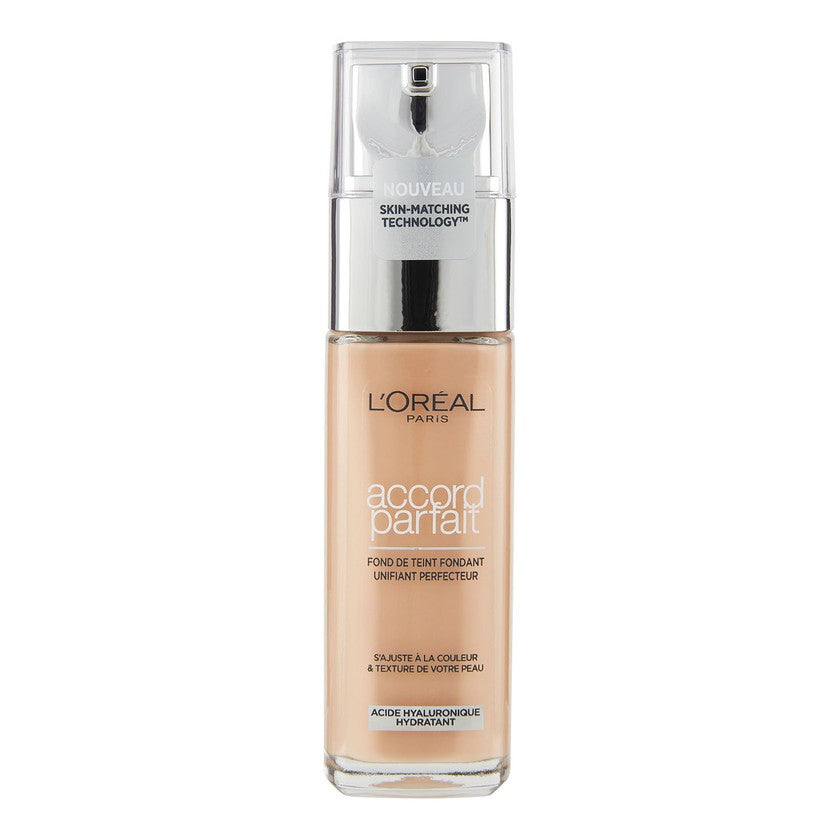 L'Oréal Accord Parfait Fluid Effect Foundation Naturale 3.D / 3W – kultainen beige (30 ml)
