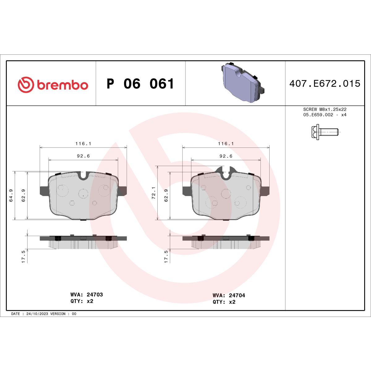 Jarrupalat, levyjarru BREMBO P 06 061
