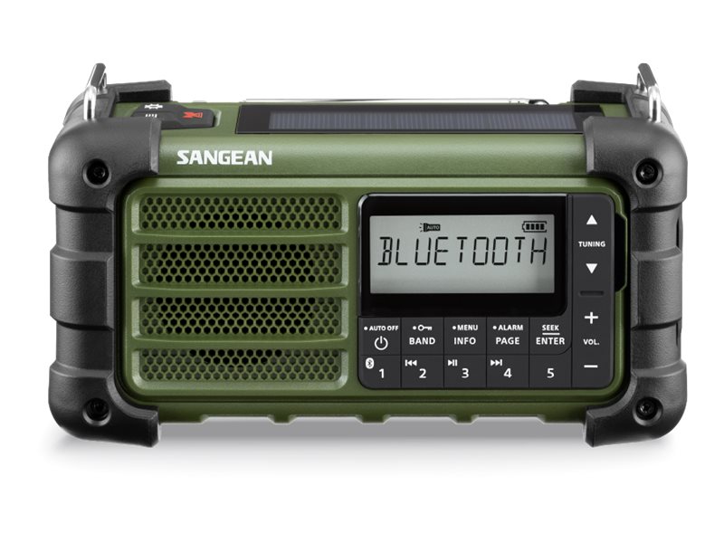 Sangean MMR-99 - AM/FM - Bluetooth - AUX - Hand Crank - Solar - Green - AM/FM