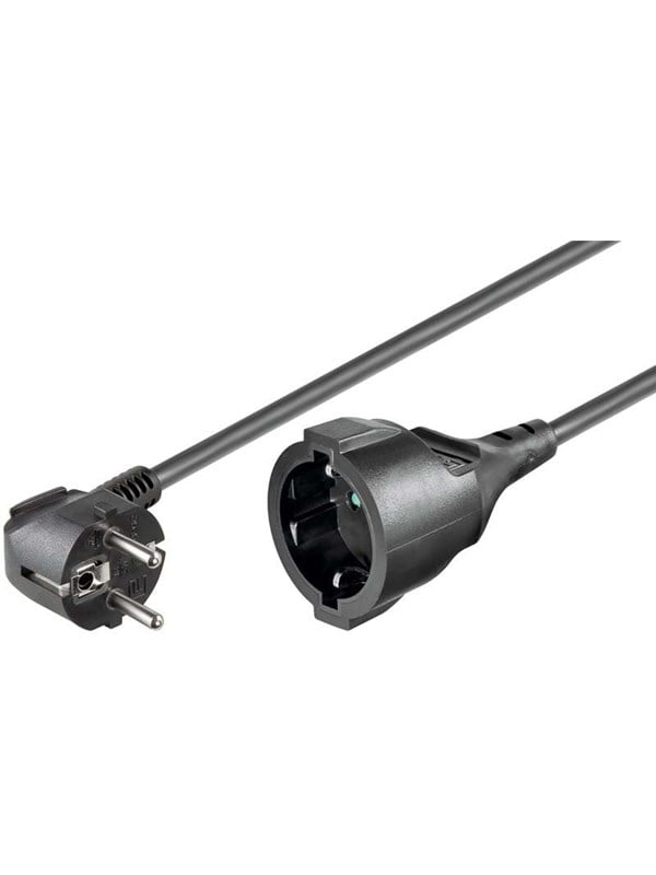 MicroConnect - Jatkojohto sähköverkkoa varten - CEE 7/7 (naaras) - CEE 7/7 (uros) - AC 250 V - 10 m - 90° liitin - musta - musta