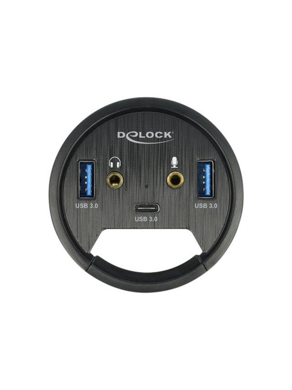 Delock 3 Port In-Desk Hub USB 1 x USB Type-C and 2 x USB Type-A + HD