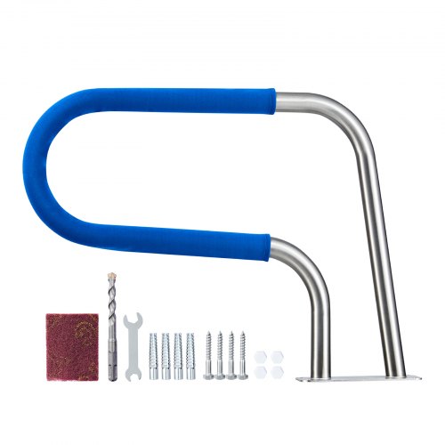 VEVOR Pool Rail, 78.8 x 55.8 cm Pool Handrail, 100kg Load Capacity Heavy Duty 304 Stainless Steel Swimming Handrail, Detachable Nonslip Sleeve, Rich Accessories, for Poolside, Water Parks, Spa Centers