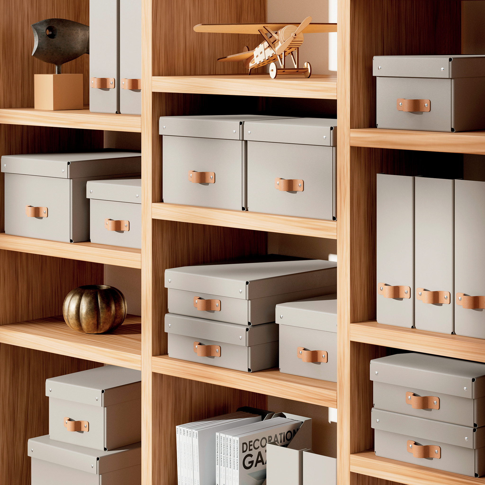 Leitz Puro säilytyslaatikko kannella, keskikokoinen, 17L, 100 % kierrätyskartonki, 2 kpl, Beige