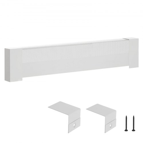 VEVOR Baseboard Heater Covers, Basic Series 916 mm Standard Electric Heating Unit Front Cover for Home Improvement, Heavy-duty Steel, Easy Installation for Bedroom Replacing Old Cover, White