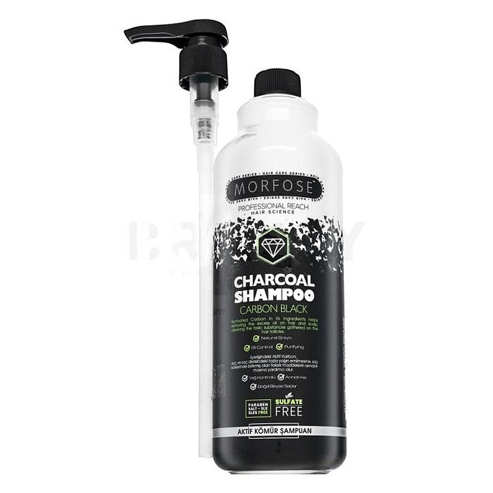 Morfose Charcoal Shampoo Carbon Black - SLS-vapaa shampoo aktiivihiilellä, 1000 ml