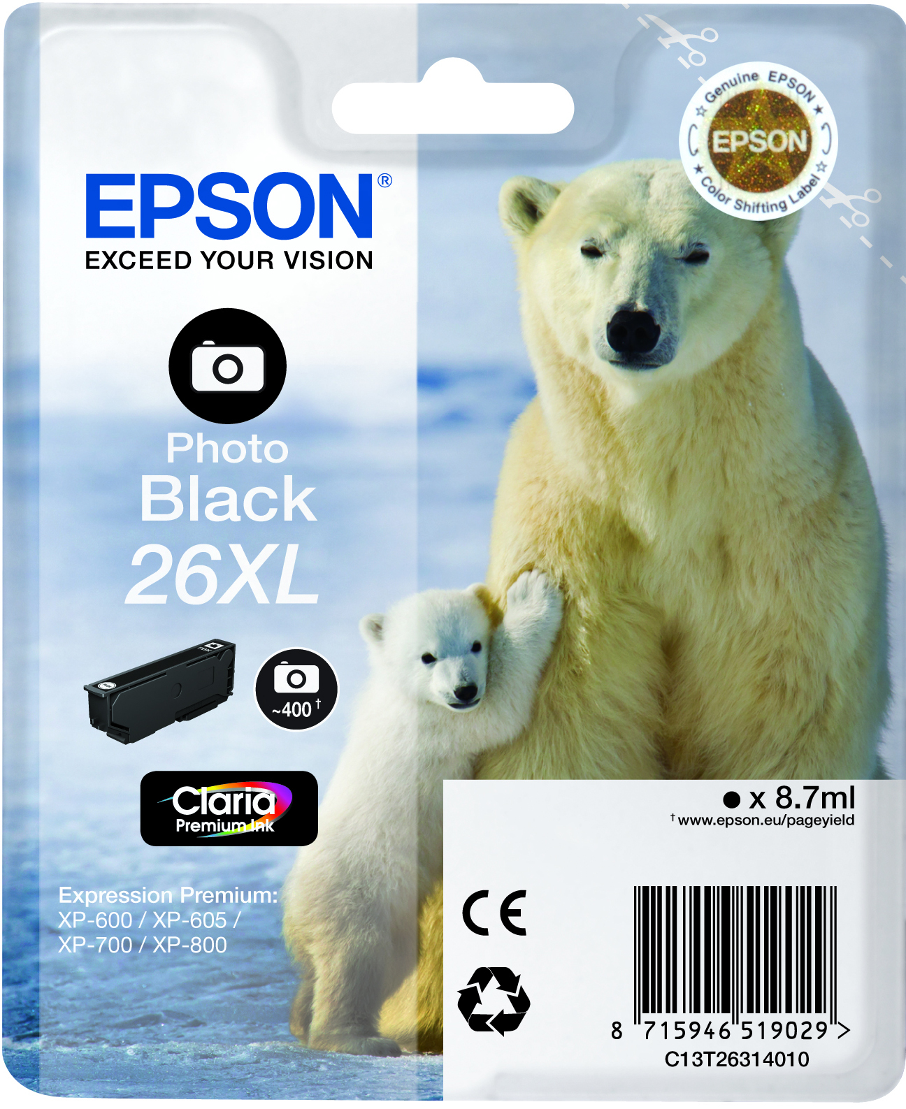 Epson Epson 26XL Mustepatruuna musta foto T2631 Vastaa: N/A