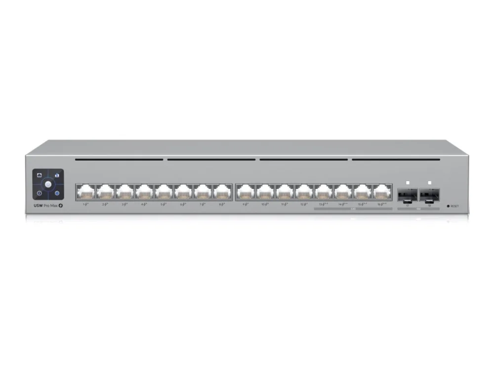 Ubiquiti Pro Max 16 PoE, Hallittu, L3, Gigabit Ethernet (10/100/1000), Power over Ethernet -tuki, Telineasennus