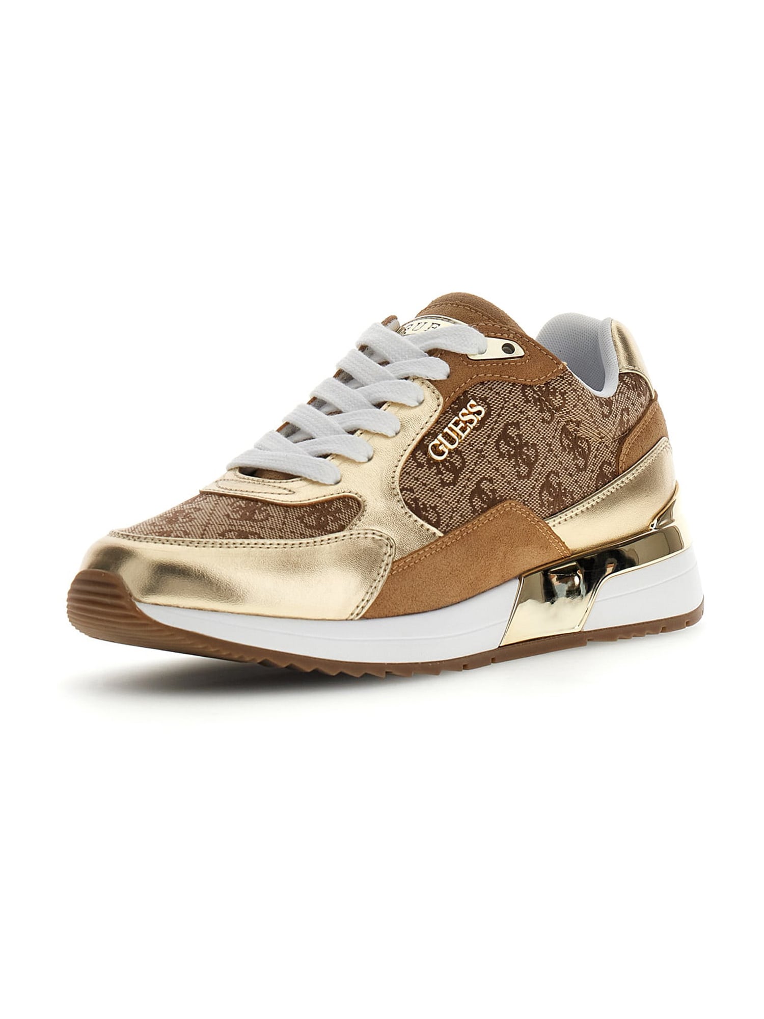 GUESS Matalavartiset tennarit 'MOXEA19' beige / ruskea / kulta