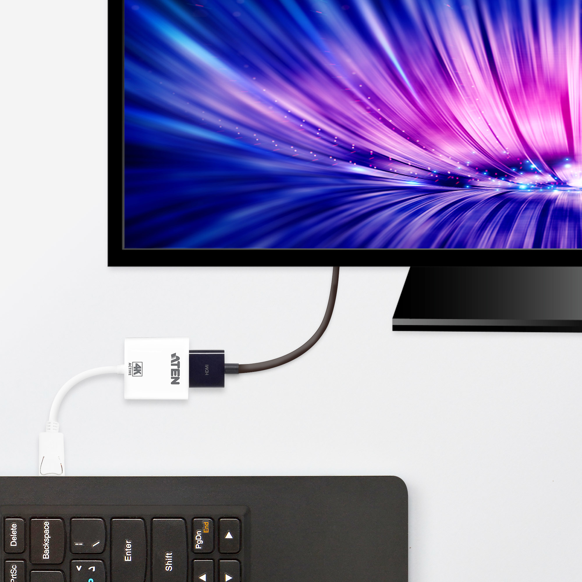Aten Vc986-at Videokaapeli-adapteri Displayport Hdmi Valkoinen Displayport Hdmi Valkoinen