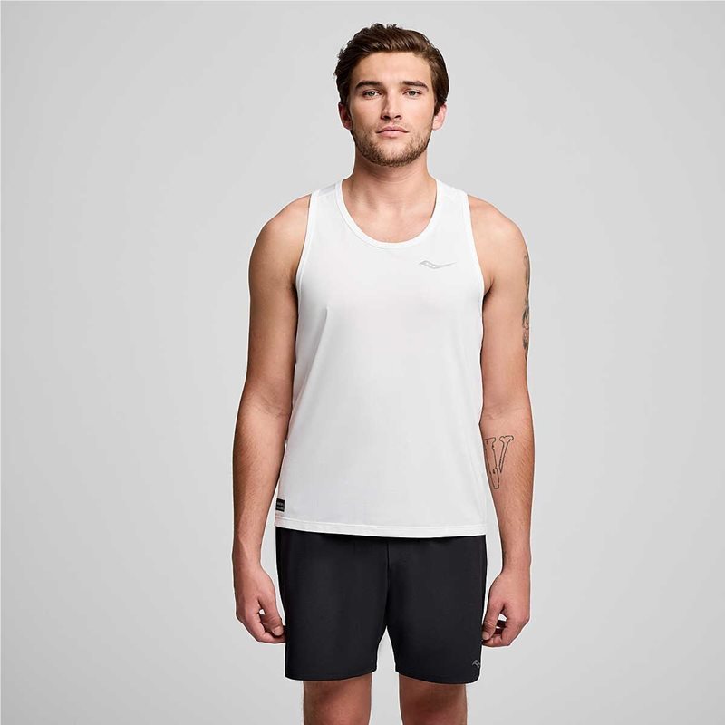 Saucony Stopwatch Singlet M White - S