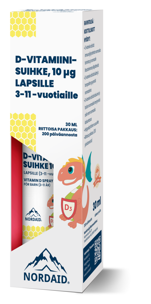 Nordaid 10 mikrog D-vitamiinisuihke lapsille 30 ml