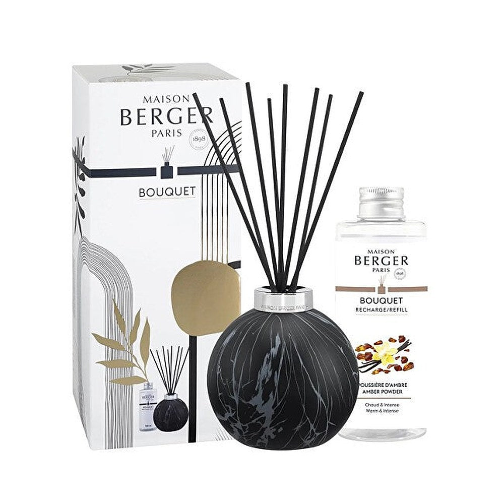 Maison berger paris Lahjasetti Marbrure Black -tuoksudiffuuserille + Amber Powder -täyttö 180 ml