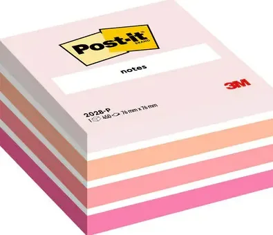 3M 7100172384, Neliö, Vaaleanpunainen, Paperi, 76 mm, 76 mm, 450 arkkia